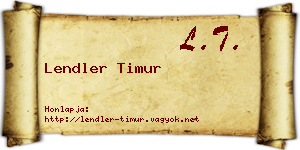 Lendler Timur névjegykártya